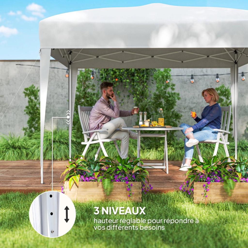 Gazebo Giardino Pieghevole 3x3m ¨C zephmum ¨C Oxford Bianco Acciaio