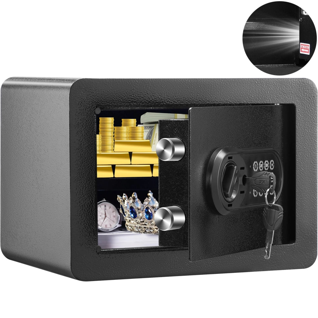 Cassaforte Digitale 14L Modello SS-01 con Chiavi e Codice Cassetta di Sicurezza in Acciaio Nero per Casa e Ufficio