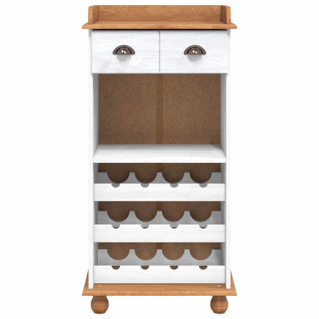 Mobile per vino ASKIM Bianco con Top al Miele 57 x 37 x 114 cm 4105444