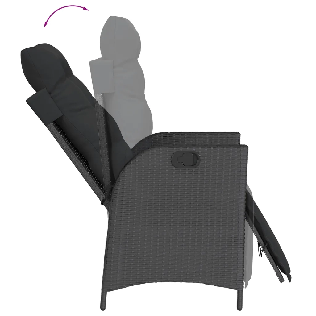 Set da Pranzo da Giardino 7 pz Nero con Cuscini in Polyrattan 3213190