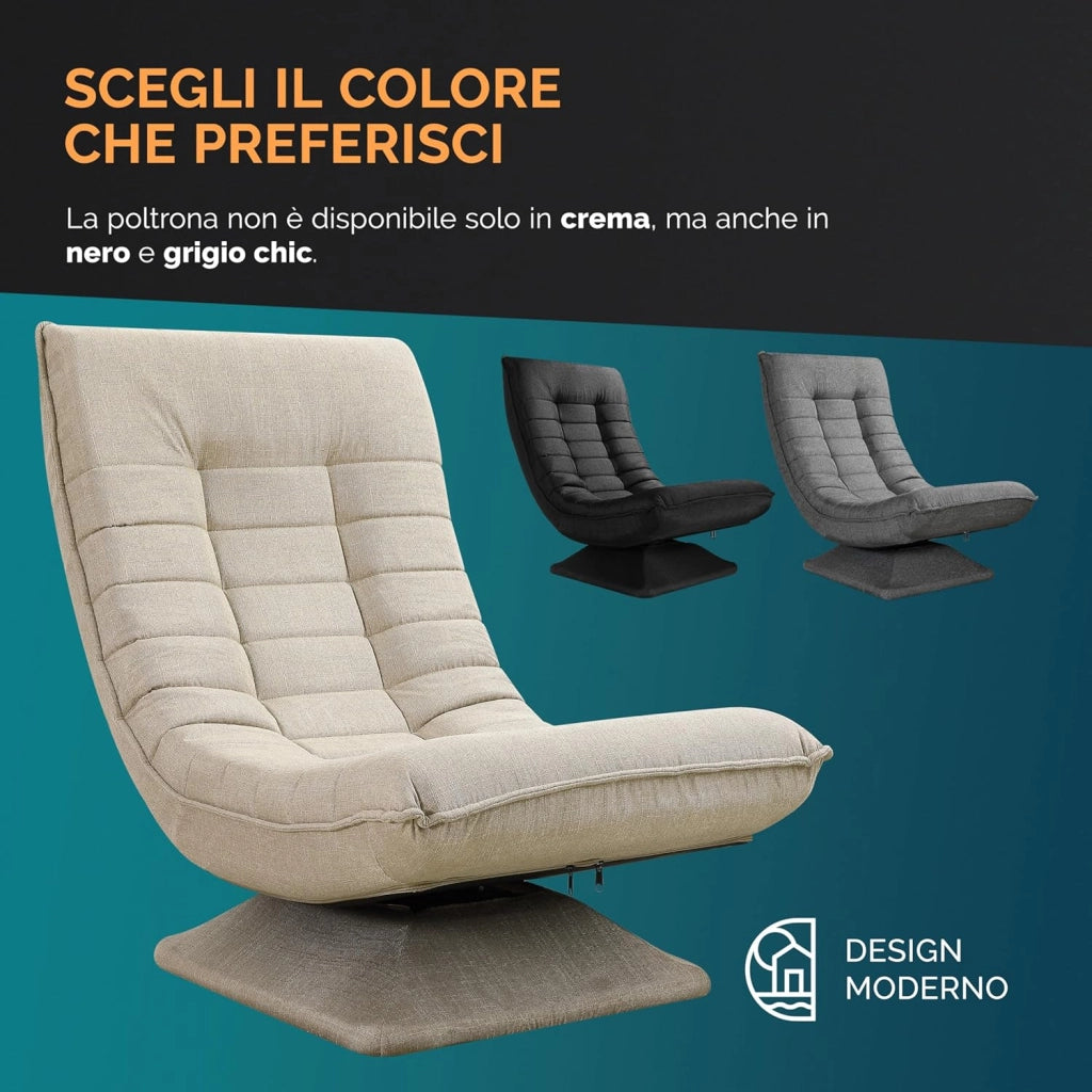 ® Poltrona Relax da Lettura con Schienale Regolabile 360° Pieghevole Portata 150kg 60x105x87cm Sedia da Pavimento Imbottita Salotto Gaming