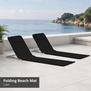 Foldable Beach Mat, 2 Pieces, Steel And Fabric, Black