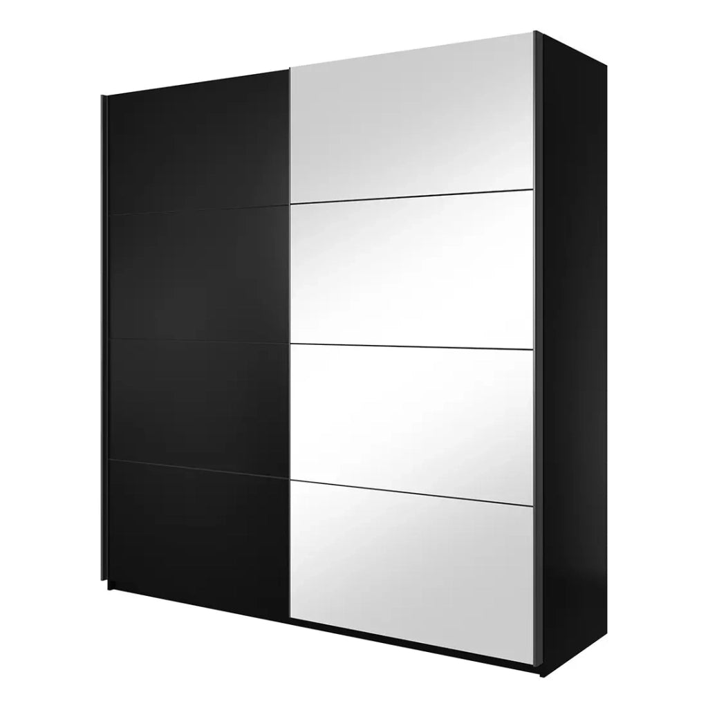 Armadio design 220cm. 2 porte con specchi modulabili. Colore nero opaco. Collezione EOS