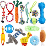 Set di giocattoli per cani, 15 pezzi, tessuto naturale, inodore e non tossico, giocattoli interattivi, corda, robusto, migliora la pulizia dei denti dei cani