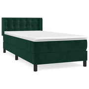 Letto singolo | Letto per adulti | Giroletto a Molle con Materasso Verde Scuro 90x190 cm Velluto