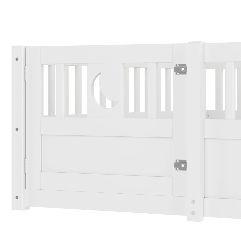 Letto per bambini 140x190 cm con sponde di sicurezza e decoro luna e stelle
