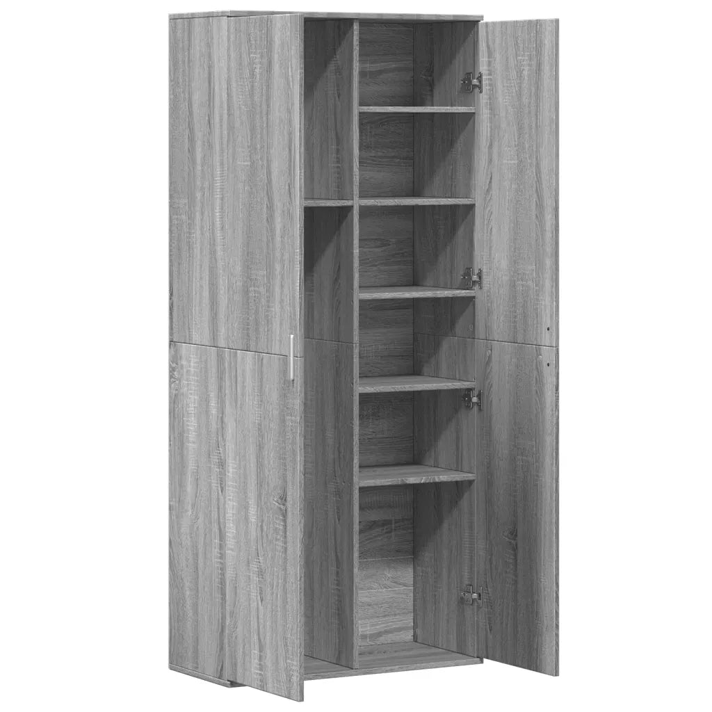 Credenza-Buffet-Armadio da cucina Grigio Sonoma 80x35x180 cm in Legno Multistrato