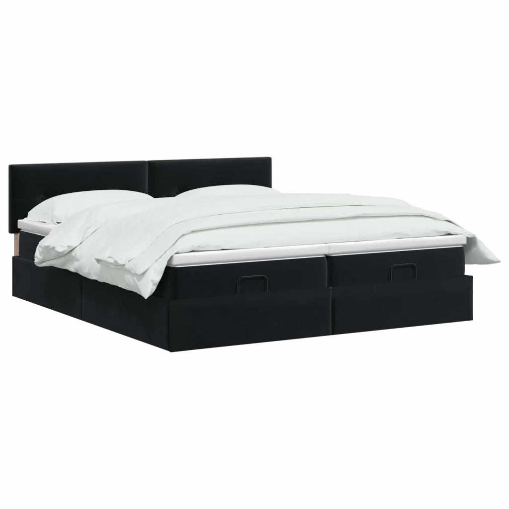 Letto Ottomano con Materasso e LED Nero 160 x 200 cm Velluto 3457328