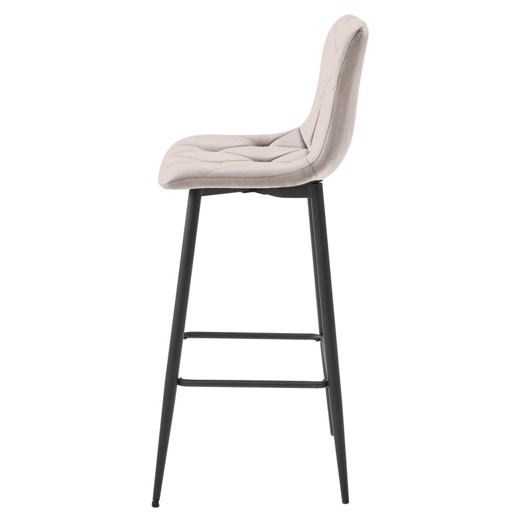 Sgabello da bar VALORA KODA - Velluto beige scuro con gambe nere x 2