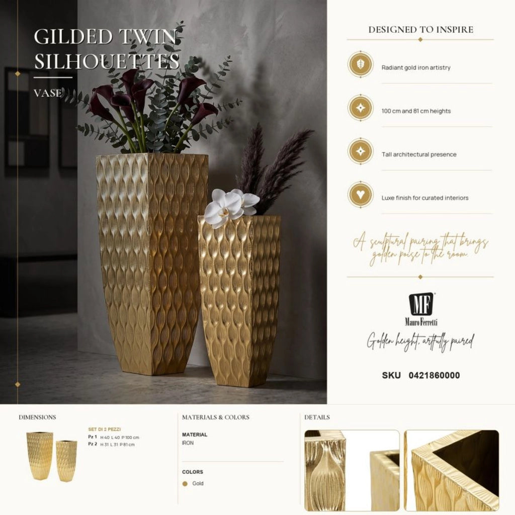Set di 2 vasi decorativi Glam con finitura dorata