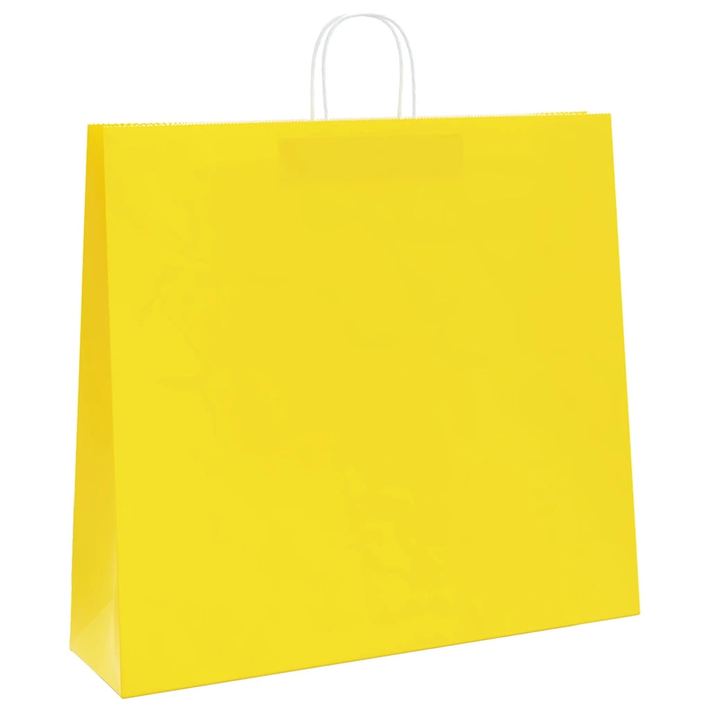 vidaXL Sacchetti di Carta 250 pz con Manici Gialli 54x15x49 cm