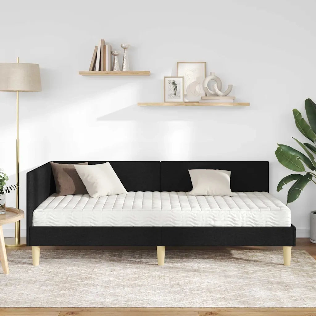 Struttura Letto Angolare con Materasso 2 pz-Giroletto con materasso Verde Tessuto 527835