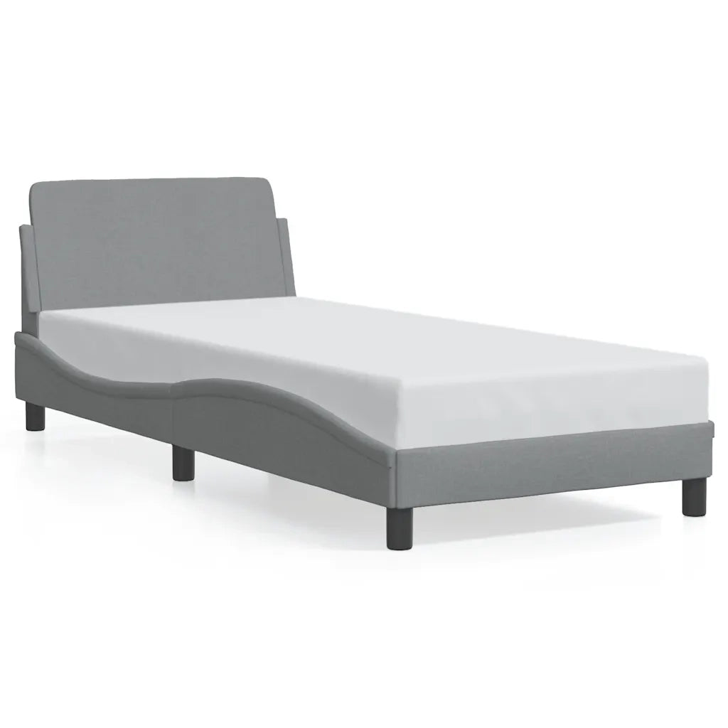 Letto singolo | Letto per adulti | Giroletto Dover Grigio Chiaro 90x200 cm Tessuto