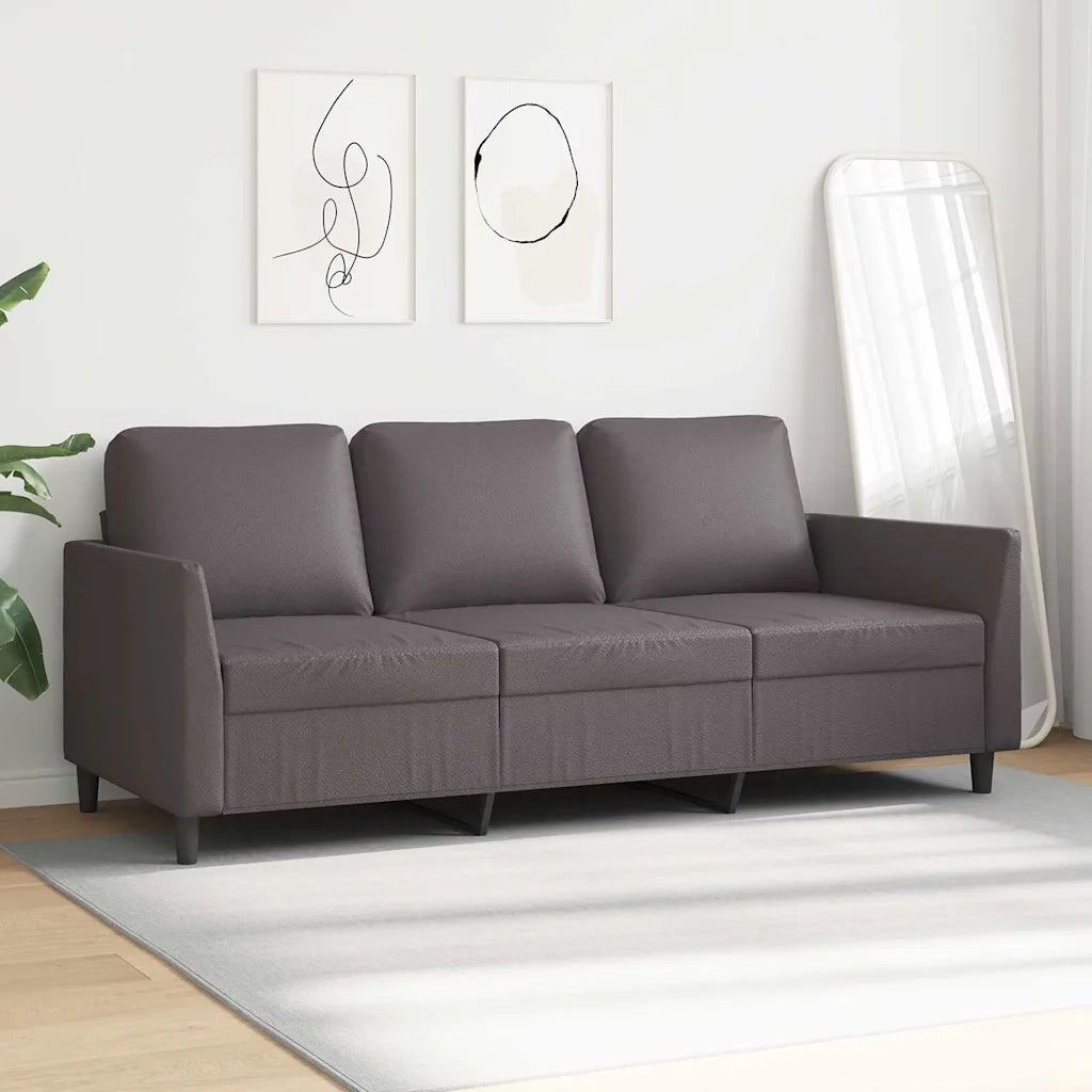 Divano a 3 Posti-Sofa 3 Posti Grigio 180 cm in Similpelle 934352
