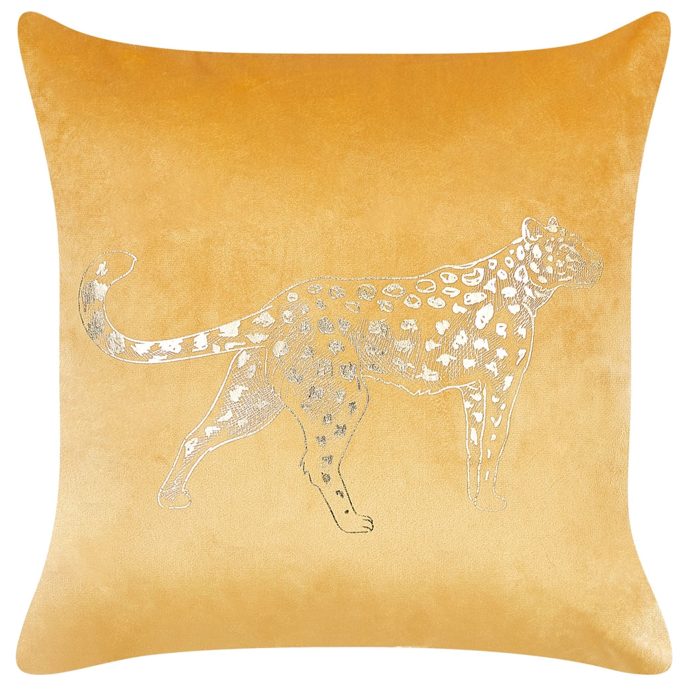 Set di 2 cuscini in velluto con stampa di animale 45 x 45 cm giallo divano soggiorno camera da letto