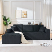 Sofa modulare a L con chaise longue; in velluto a coste nero; 235 x 128 x 60 cm