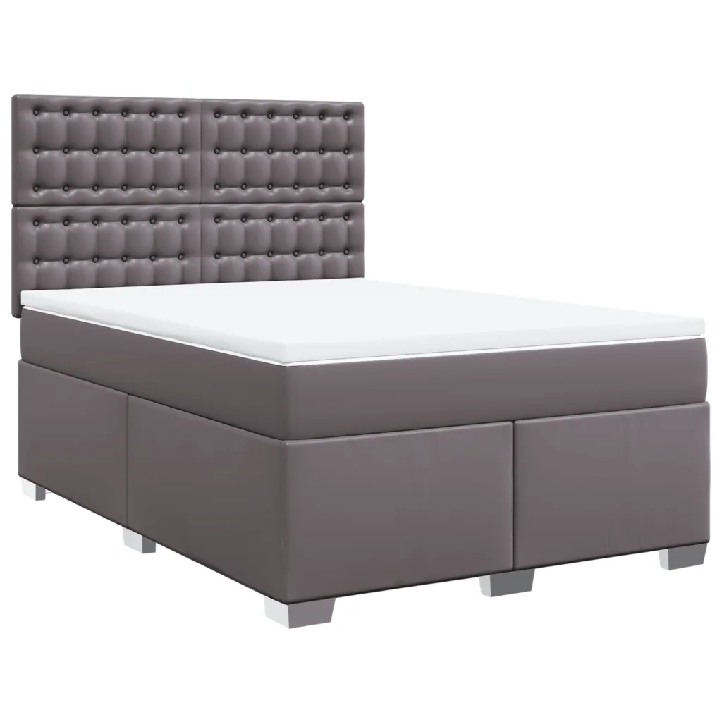 Giroletto a Molle con Materasso Grigio 160x200 cm in Similpelle