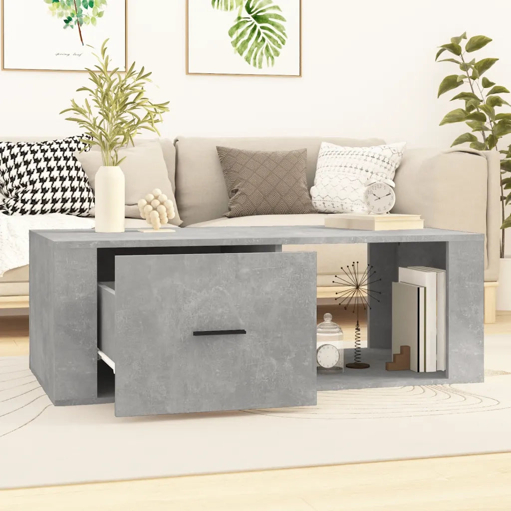 Tavolino salotto | Tavolino da caff¨¨ | Tavolino da Soggiorno Grigio Cemento 100x50,5x35cm Legno Multistrato