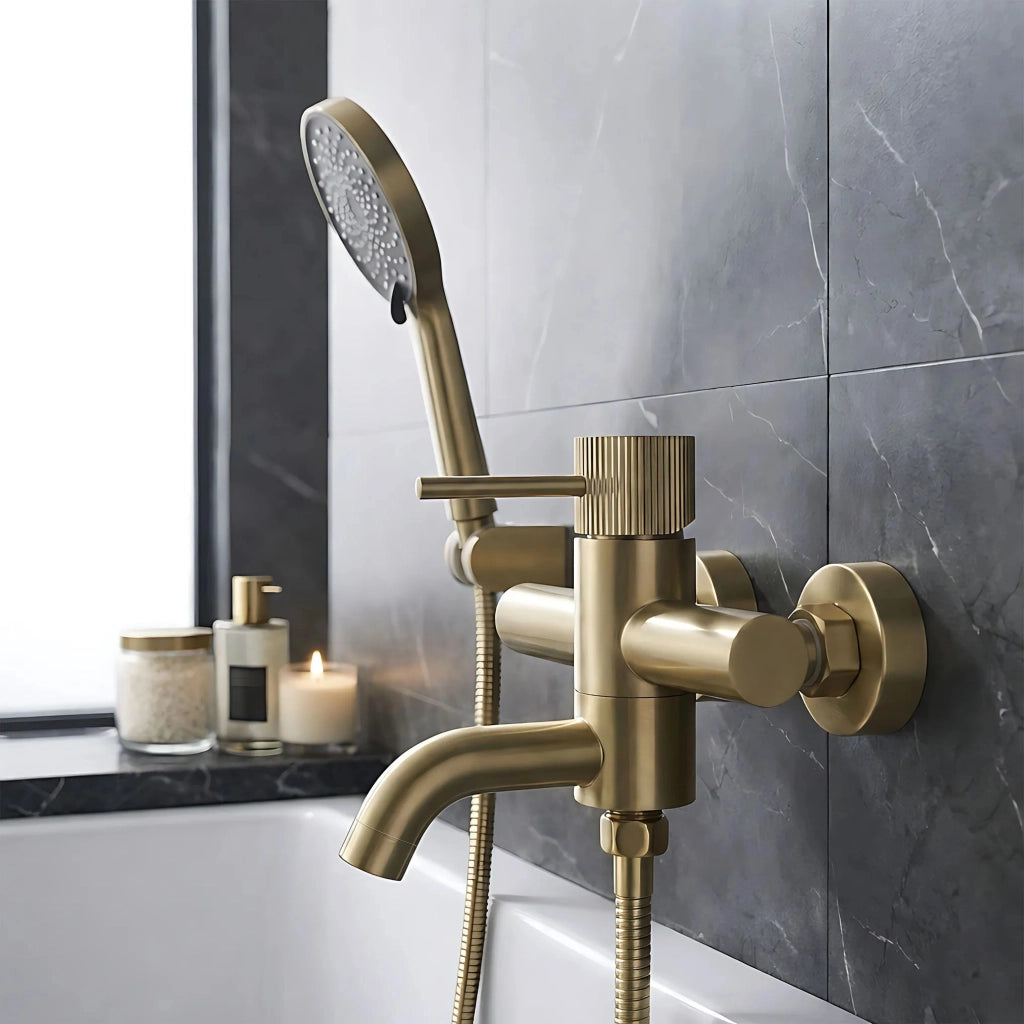 Rubinetto Da Vasca Rea Lungo Stripe Gold Brush