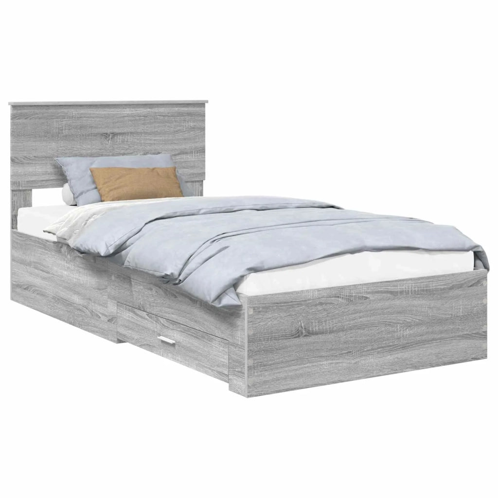 Struttura del letto con testiera Grigio Sonoma 100 x 200 cm