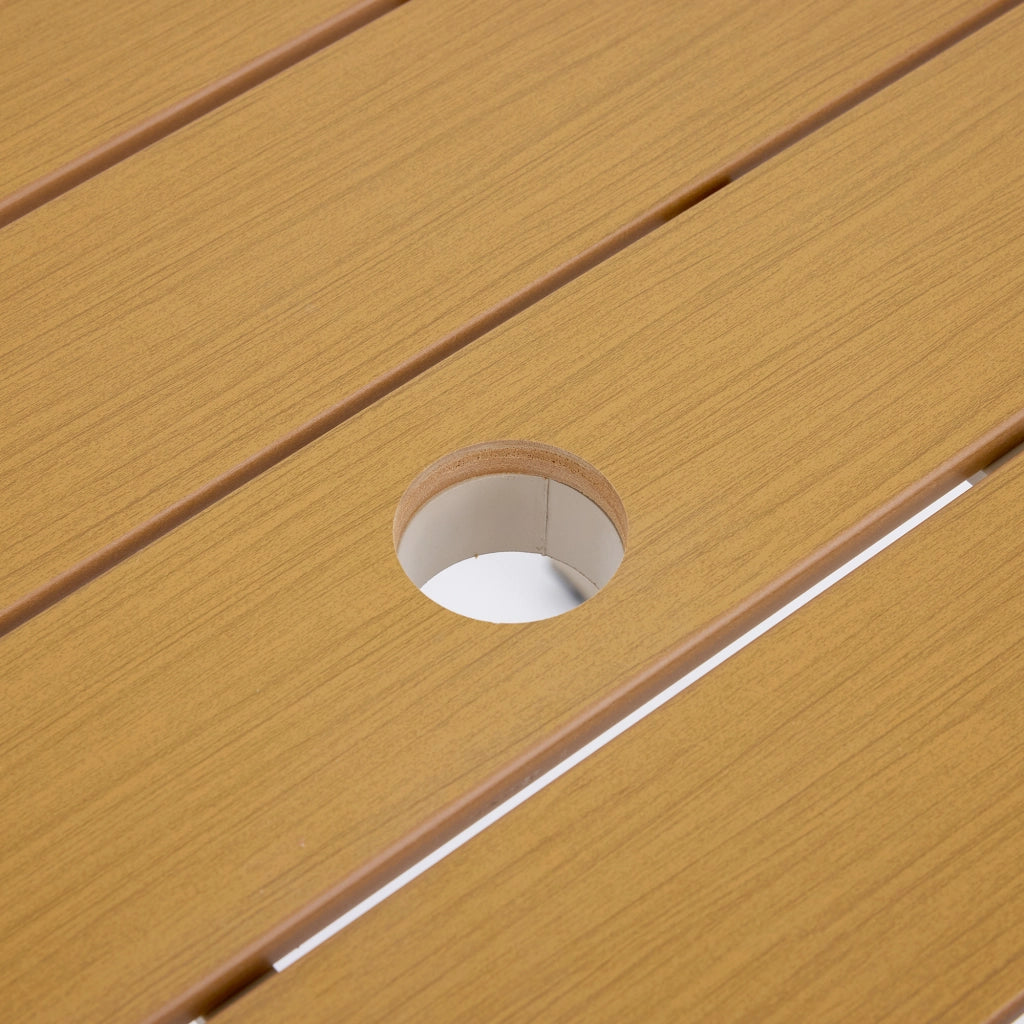 Tavolo da giardino 84x84x74,5 cm per 4 persone, ferro zincato, piano plastico, kaki