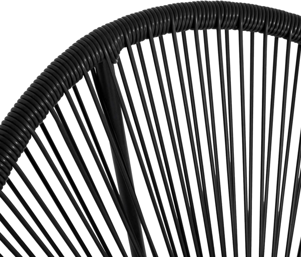 Set di mobili da Giardino Izmir Tavolo e 2 poltrone Uovo in Corda Nera