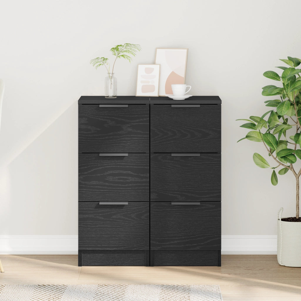 Madie 2 pezzi Nero Rovere 30x30x70 cm Legno ingegnerizzato