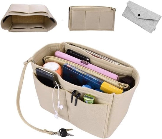 Organizzatore di borsa - tasorganizzatore con più tasche - 1 pezzo - grigio - veltro