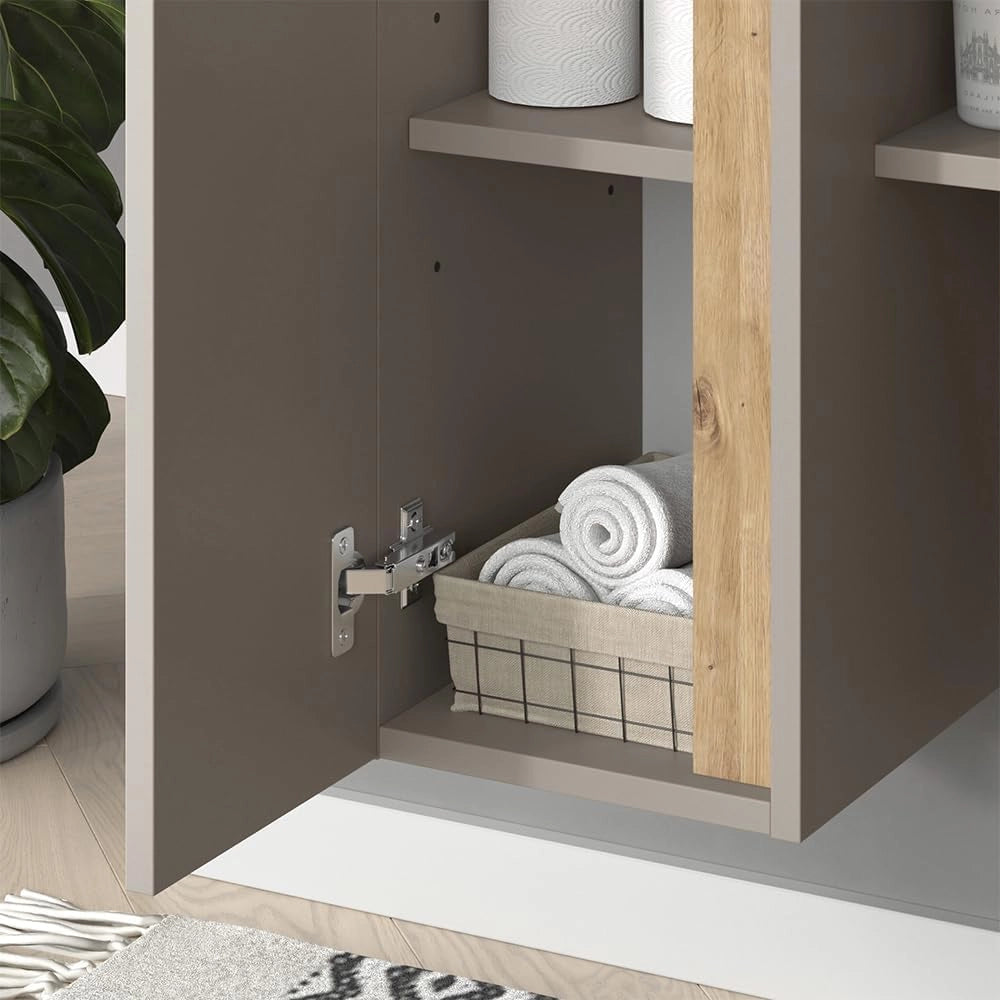 mobile bagno Edelin, Cachemire, 35 x 120 cm con 4 scomparti aperti, a parete per un'installazione flessibile in bagno