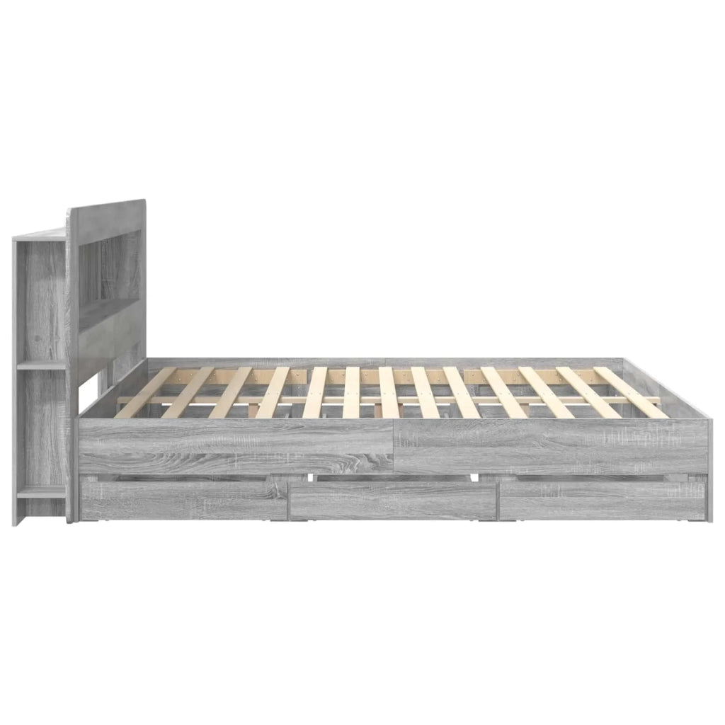 Struttura del letto con stoccaggio e testata Sonoma grigio 3434066