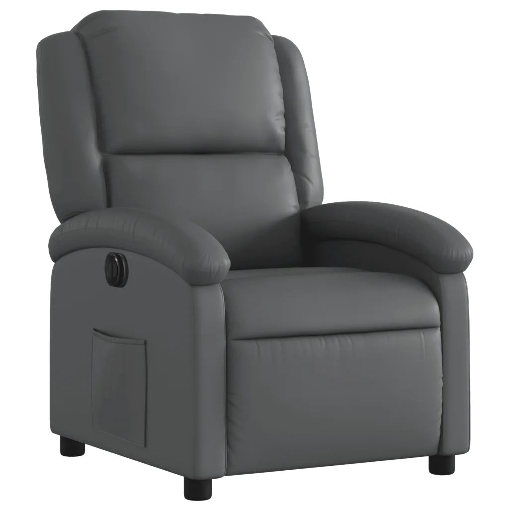 Poltrona Reclinabile Elettrica Grigia in Similpelle 3204215