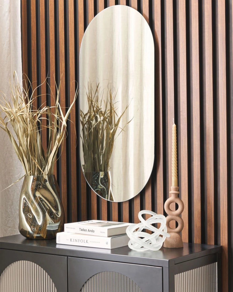 Specchio da parete ovale senza cornice argento 40 x 80 cm bagno soggiorno camera da letto