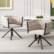 Sedia da pranzo in velluto - Zephmum - Set di 2 - Beige - Gambe in metallo