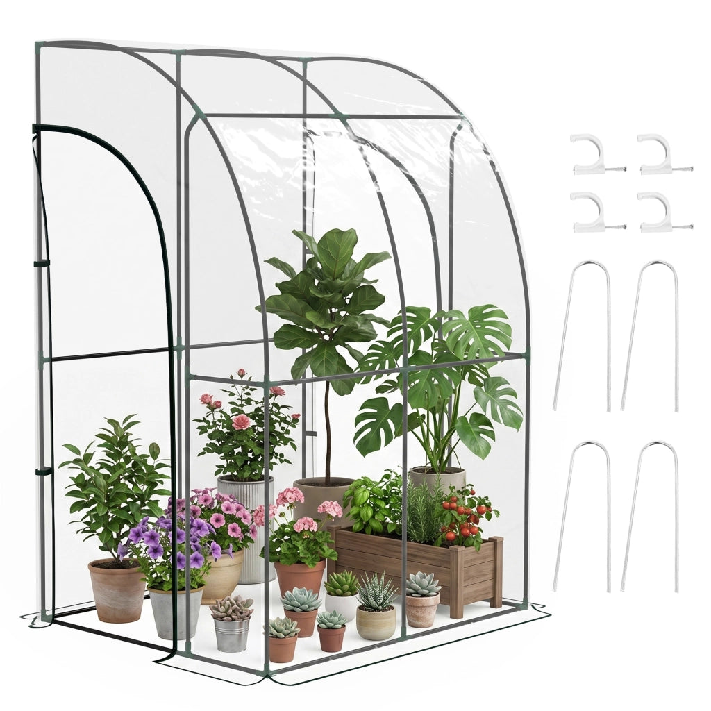 Serra da giardino adossata 2 porte ¨C zephmum ¨C PVC trasparente acciaio