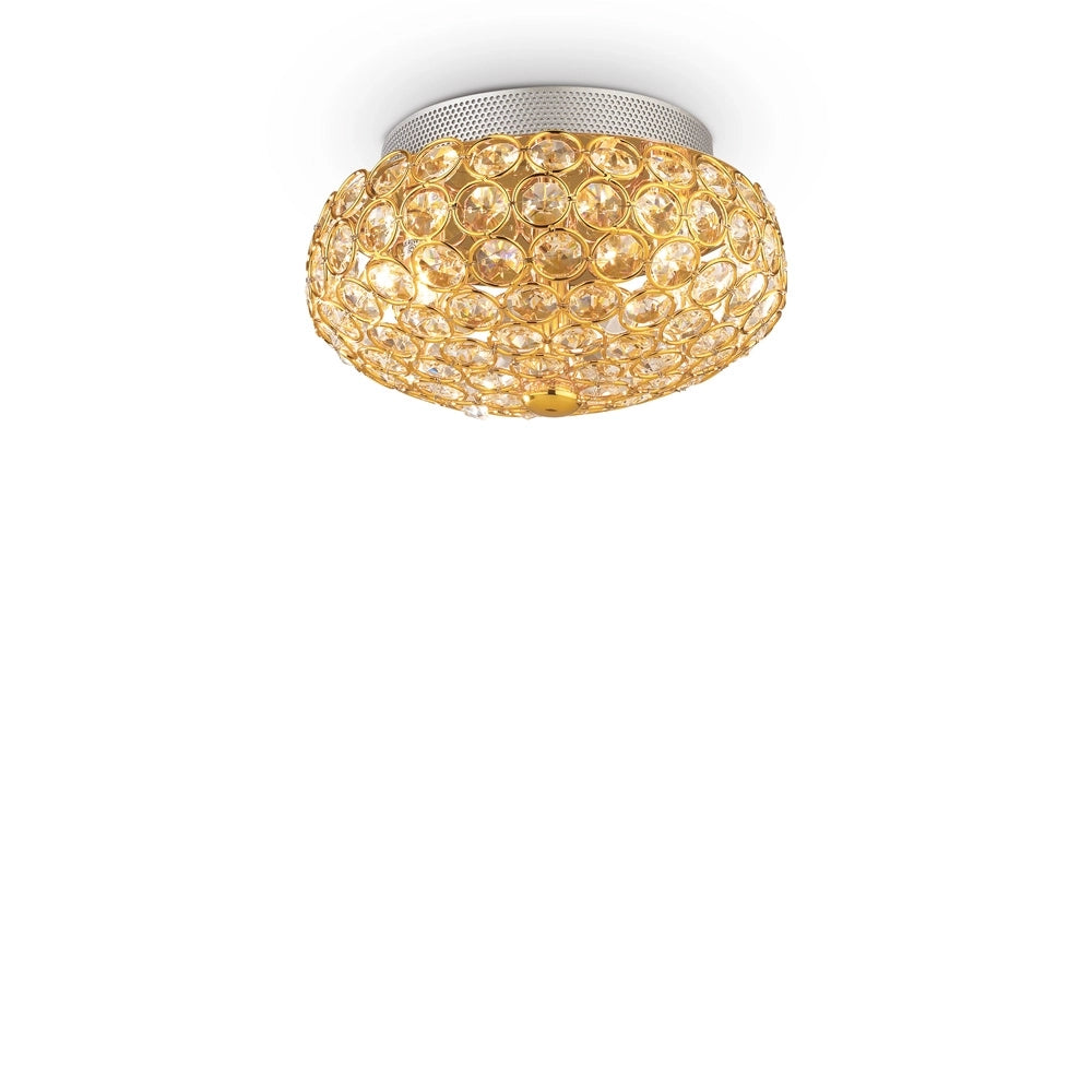 Plafoniera Contemporanea King Metallo-Cristallo Oro 3 Luci G9 3W 3000K