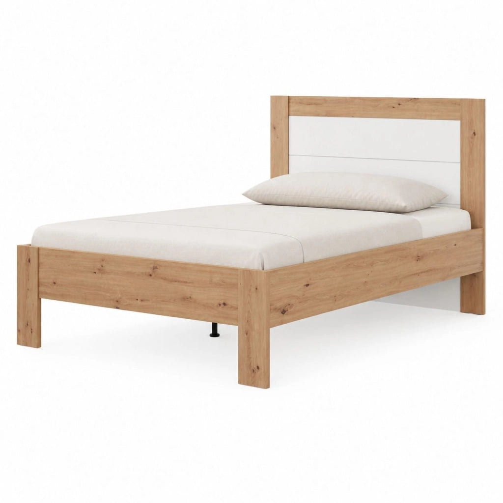 Letto Matrimoniale Munnar, Letto Matrimoniale Dimensione Materasso 160x200 cm, Marrone Rovere Nodi