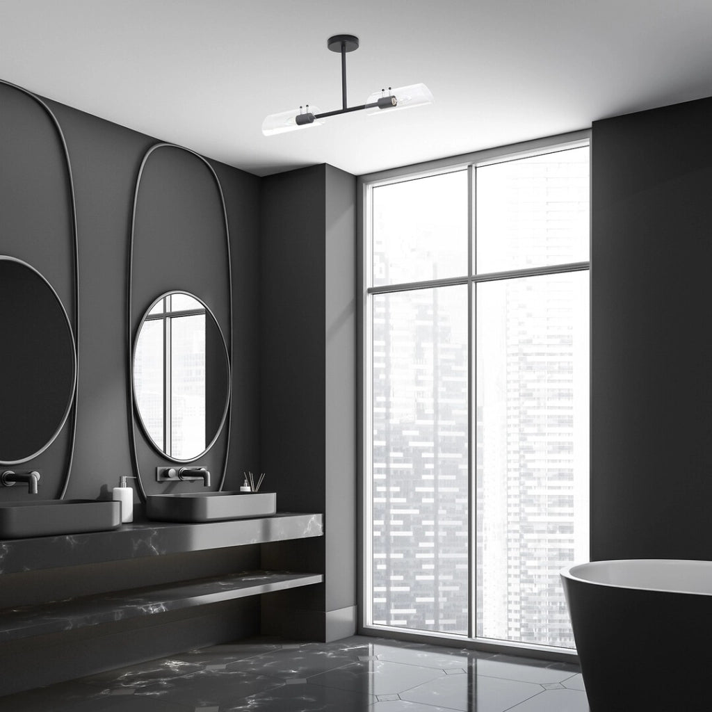 Plafoniera bagno Teodoro Rabalux nera vetro 2xE14 IP44