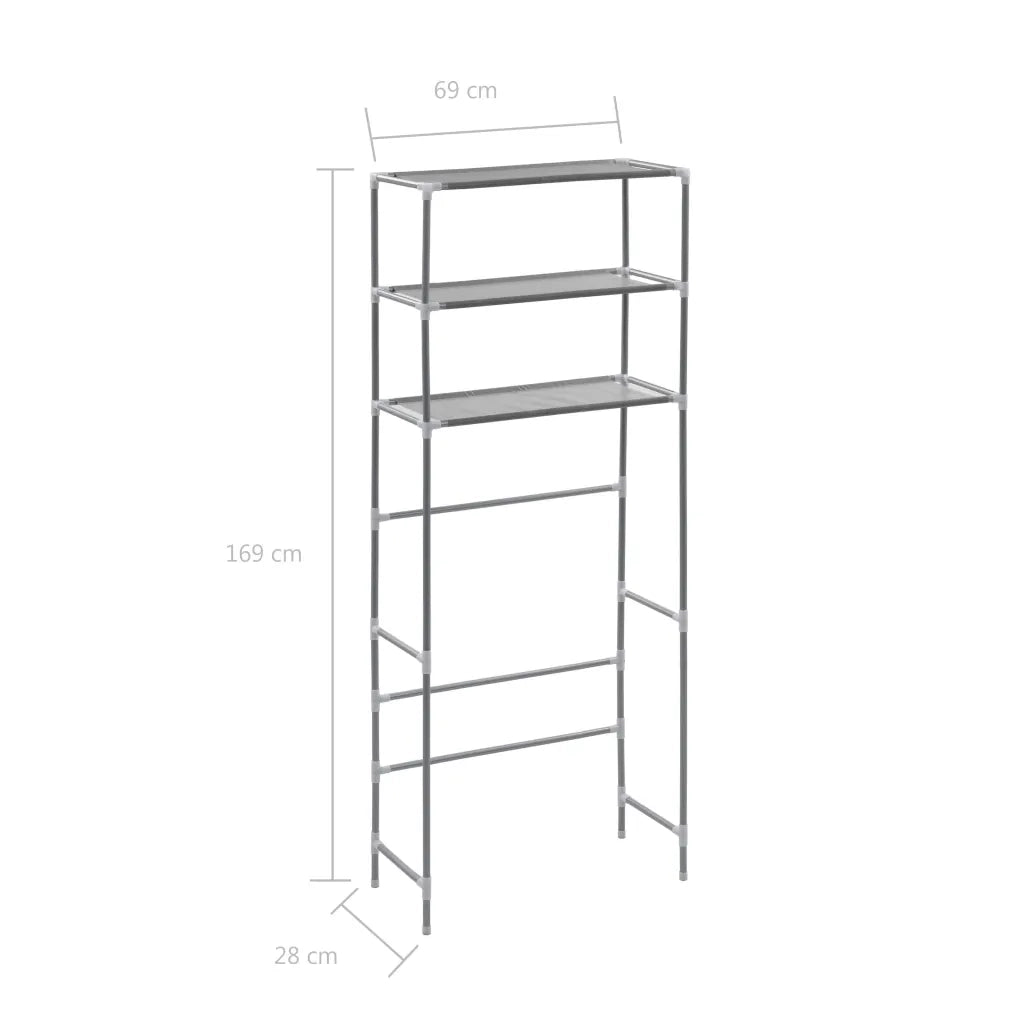 Scaffale per Lavatrice con 3 Ripiani Argento 69x28x169 cm CFW6997136