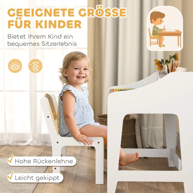 SCRIVANIA per bambini con sedia, 60x48x68 cm, legno, colore naturale