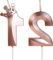 Candele per compleanni con numero 21 con corona 3D rosa oro - 5 cm - per torta di compleanno - decorazione per matrimoni e celebrazioni di anniversario