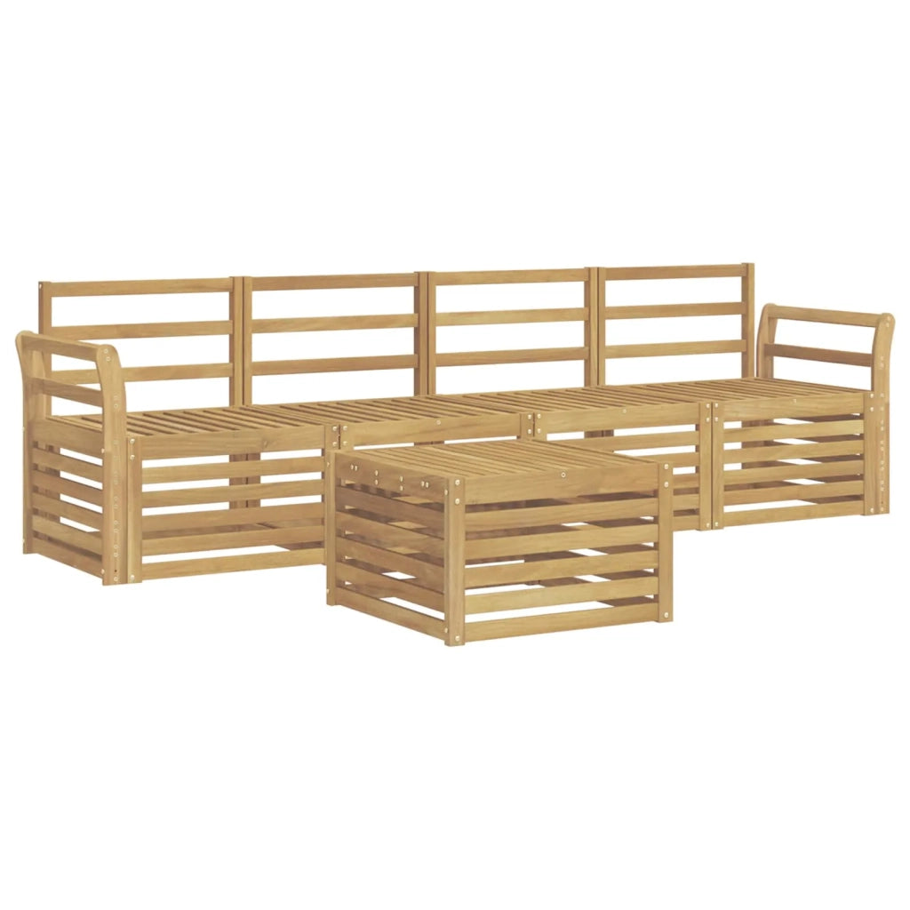 Set di divani da esterno 5 pcs Bianco Legno di Acacia Massello 3391354