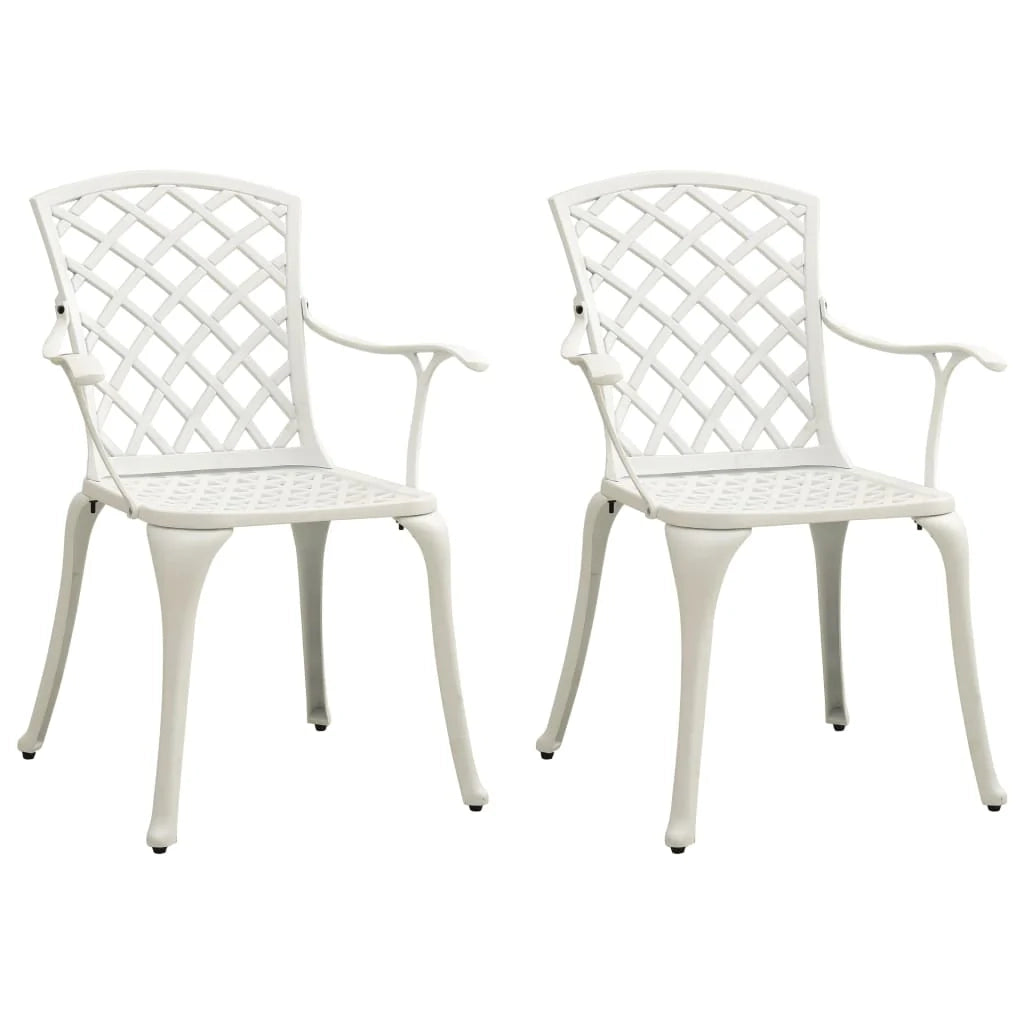 Set da bistrot da giardino in alluminio pressofuso bianco composto da 3 pezzi per esterni (02_0013502)