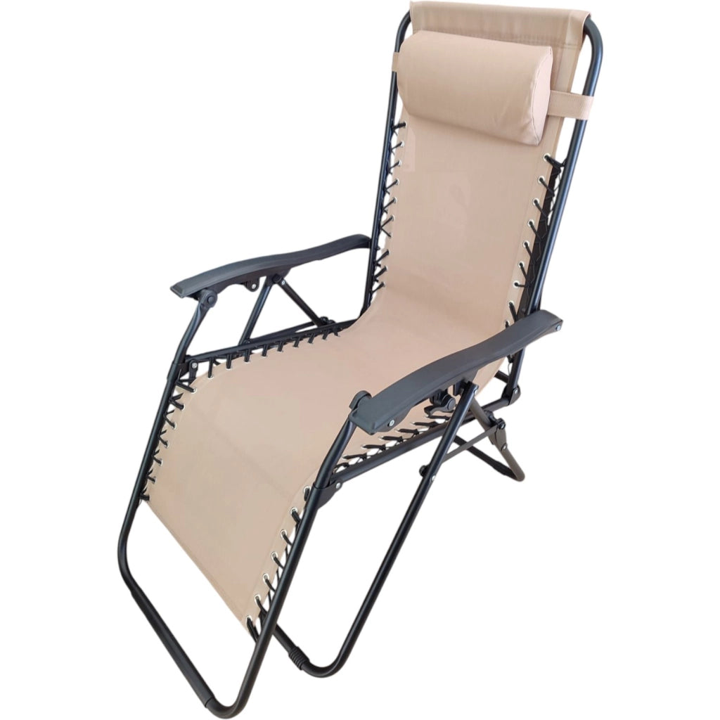FERCASA SEDIA SDRAIO GREEK IN ACCIAIO PIEGHEVOLE RECLINABILE REGOLABILE ECRU' 94X65X113