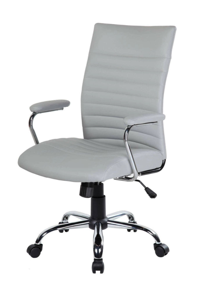 Sedia da ufficio Gaspeite, Poltrona direzionale con braccioli, Sedia ergonomica da ufficio, 57x59h100/109 cm, Grigio