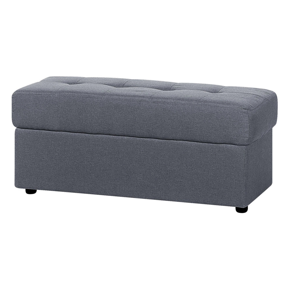 Divano letto componibile ottomana contenitore grigio scuro cassetti estraibili Click Clack vassoio ribaltabile portabicchieri
