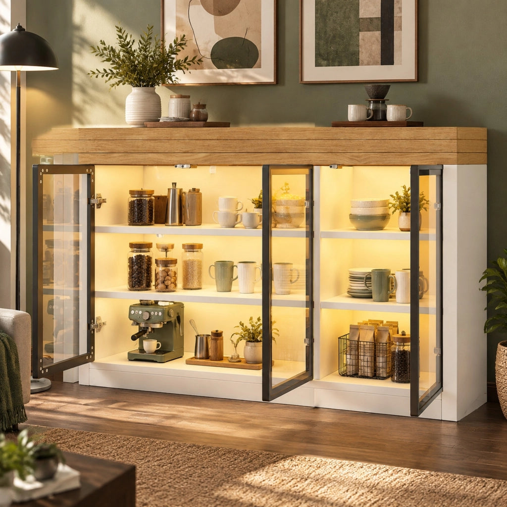 Tavolo estraibile con mobile laterale girevole 360° bianco