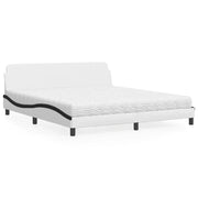 Letto con Materasso Dover Bianco e Nero 180x200cm Similpelle