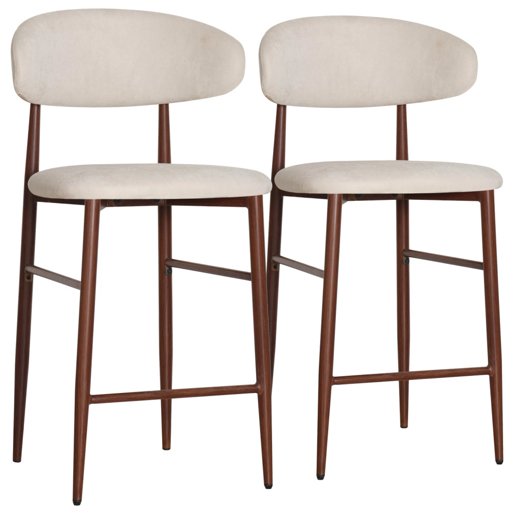 Set di 2 sgabelli da bar in metallo beige e legno scuro SIMON