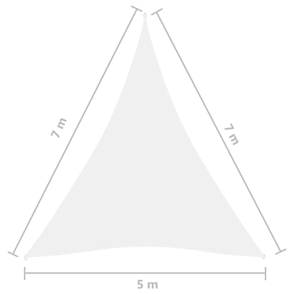 Vela ombreggiante triangolare in tessuto Oxford 5 x 7 x 7 m bianco 02_0009936