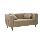 Divano fisso 2 posti Gandolfo, Sofà dritto, Divanetto per salotto, Poltrona matrimoniale, 81x155 h71 cm, Grigio e Oro